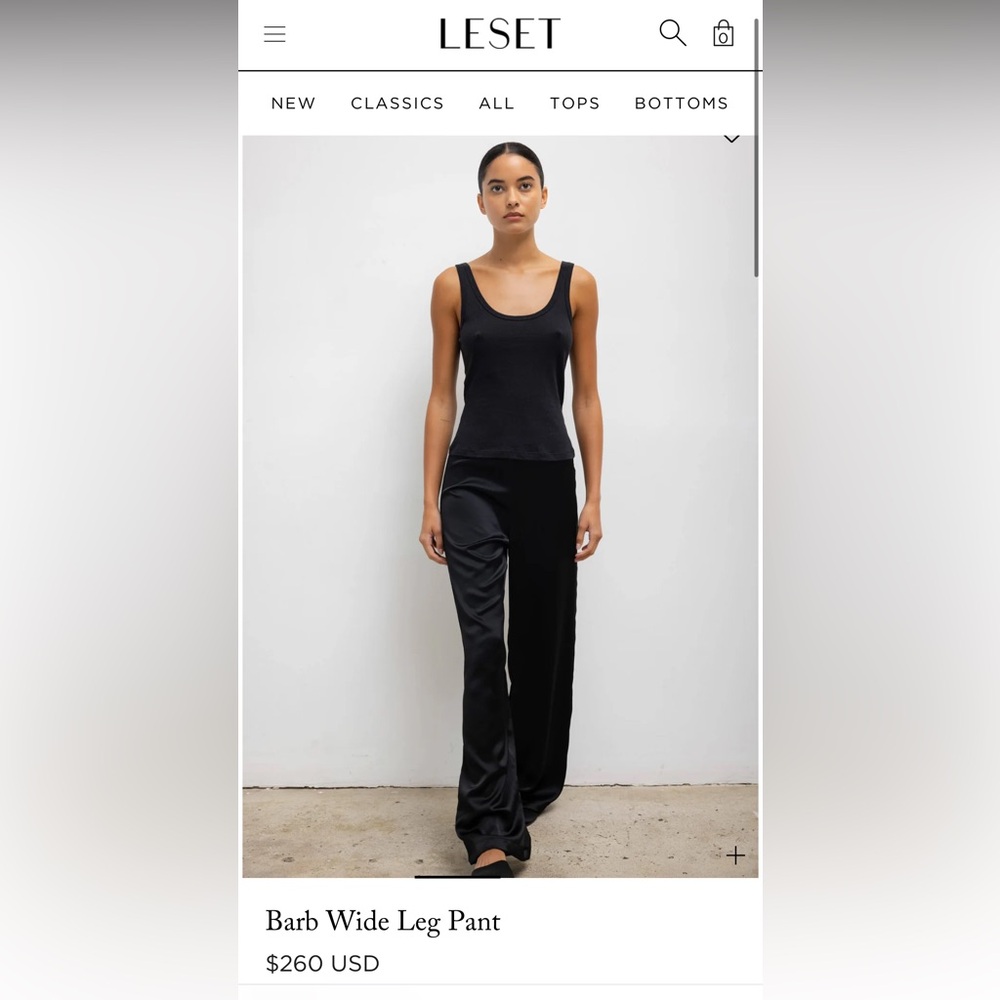 LESET Elegant Black Wide Leg Pants midnight